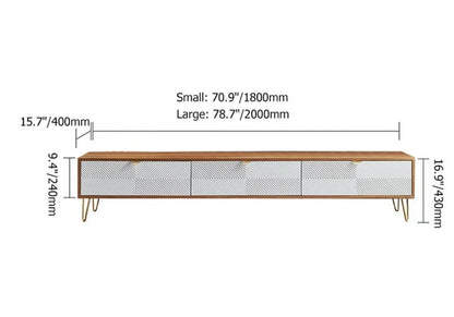 Modern Nordic Wooden TV Stand Fluted Design White & Gold with 3 Drawer