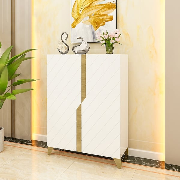 White Modern Shoe Storage Cabinet