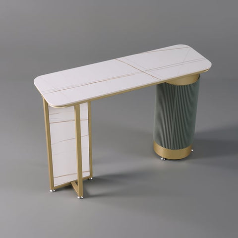 Modern White Gold Entryway Console Table Sintered Stone Top