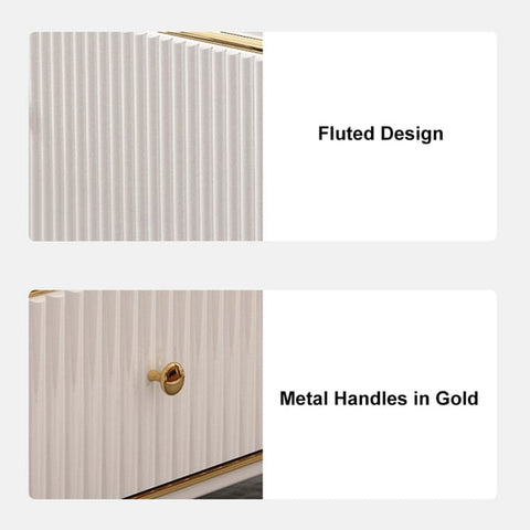 Bline Chest Light Luxurious White & Gold 5-Drawer Dresser