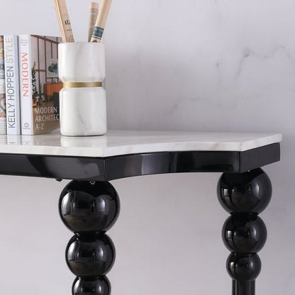 White Marble Console Table Narrow Entryway Table Stainless Steel Legs