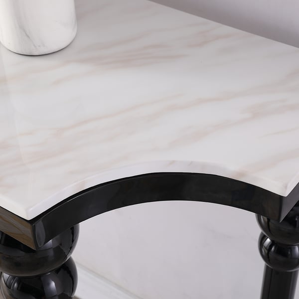 White Marble Console Table Narrow Entryway Table Stainless Steel Legs