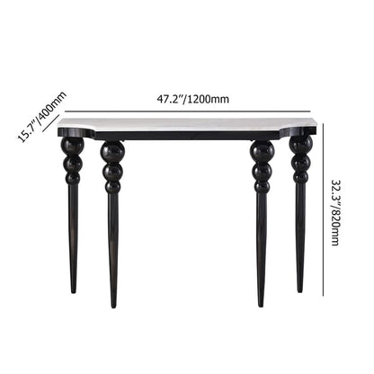 White Marble Console Table Narrow Entryway Table Stainless Steel Legs