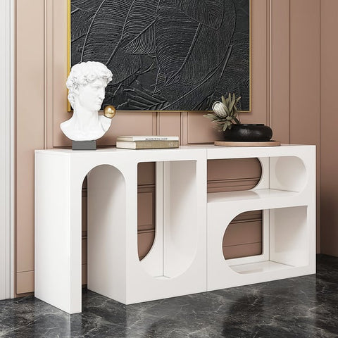 Modern Arched Console Table White Wooden Entryway Table