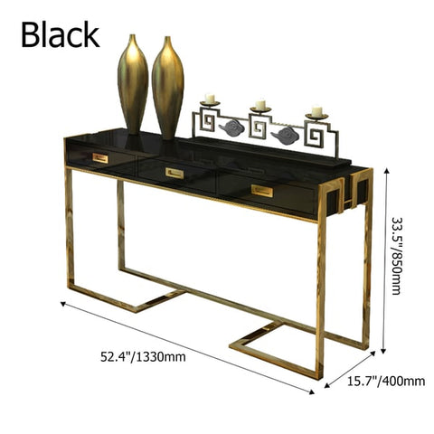 Jocise Black Narrow Console Table with Drawers Rectangle Entryway Table