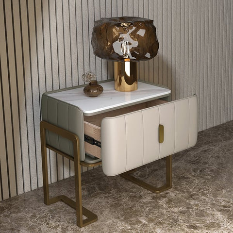 Sophisticated Living: PU Polished Side Table with PVD SS304 Accents