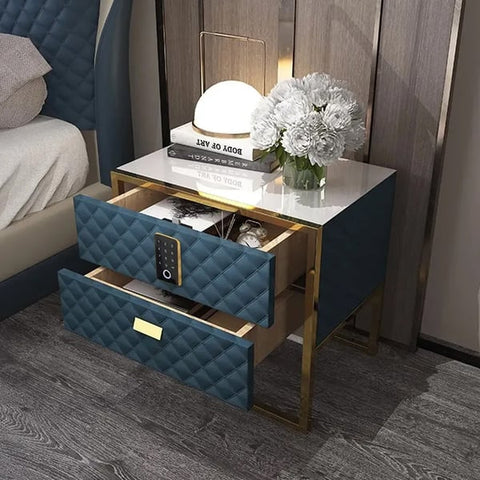 Luxurious PU Finish Side Table with PVD-Coated SS304 Metal Elements