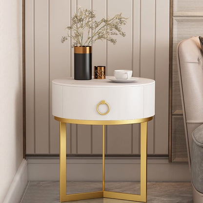 Timeless Elegance: PU Polished Side Table featuring PVD SS304