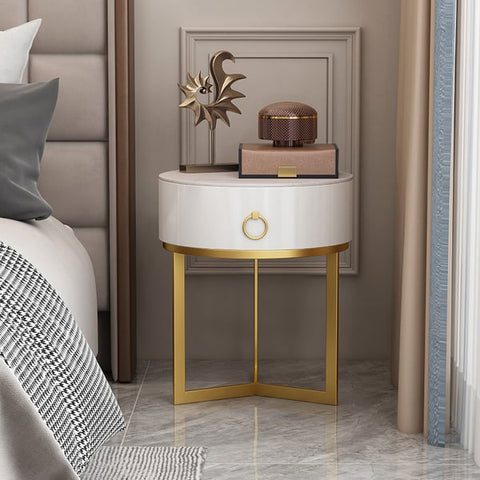 Timeless Elegance: PU Polished Side Table featuring PVD SS304