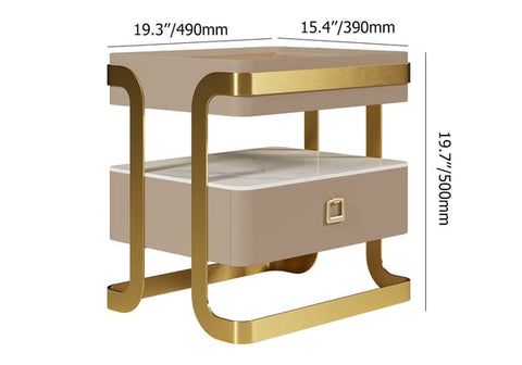 Chic Simplicity: PU Polished Side Table with PVD SS304 Handles