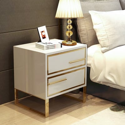 Sleek and Sturdy: PU Polished Side Table with PVD SS304 Accents