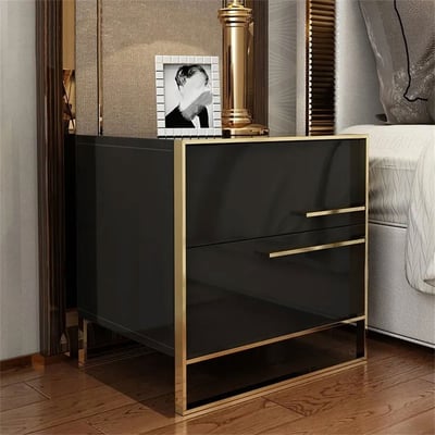Contemporary Elegance: PU Polished Side Table with PVD SS304 Handles