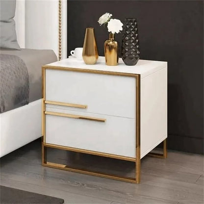 Contemporary Elegance: PU Polished Side Table with PVD SS304 Handles