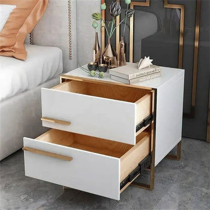 Contemporary Elegance: PU Polished Side Table with PVD SS304 Handles