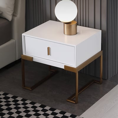 Urban Luxe: PU Polished Side Table featuring PVD SS304 Finish