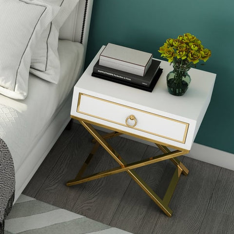 Sleek Sophistication: PU Polished Side Table with PVD SS304 Highlights