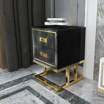 Elegant Design: PU Polished Side Table featuring PVD SS304 Handles