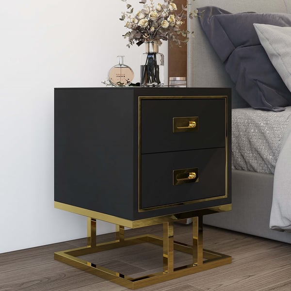 Elegant Design: PU Polished Side Table featuring PVD SS304 Handles