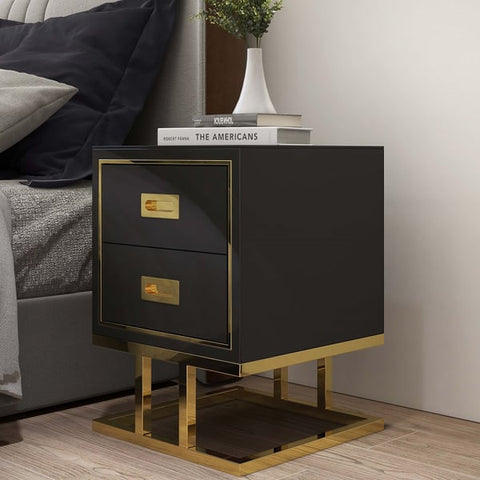 Elegant Design: PU Polished Side Table featuring PVD SS304 Handles