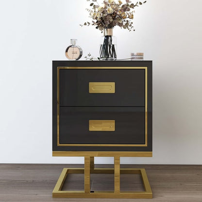 Elegant Design: PU Polished Side Table featuring PVD SS304 Handles