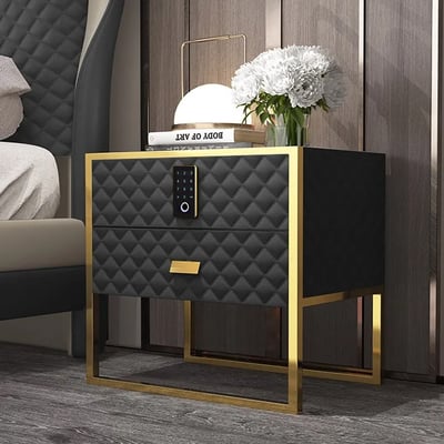 Luxurious PU Finish Side Table with PVD-Coated SS304 Metal Elements