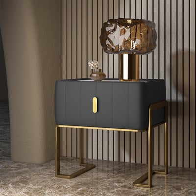 Sophisticated Living: PU Polished Side Table with PVD SS304 Accents