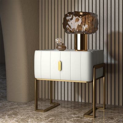 Sophisticated Living: PU Polished Side Table with PVD SS304 Accents