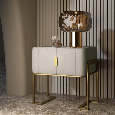 Sophisticated Living: PU Polished Side Table with PVD SS304 Accents