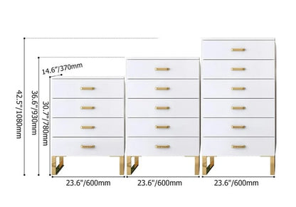 Modern White Wooden Chest with 6-Drawer Gold Legs in Large