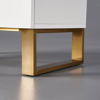 Modern White Wooden Chest with 6-Drawer Gold Legs in Large