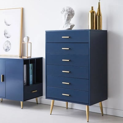 Narre 4 Drawer Dresser Modern Blue Wood Storage Chest Accent Cabinet for Bedroom