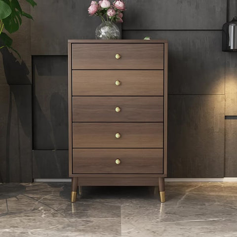 Ultic Contemporary Chest Cabinet with 5 Drawers of Manufactured Wood in Walnut