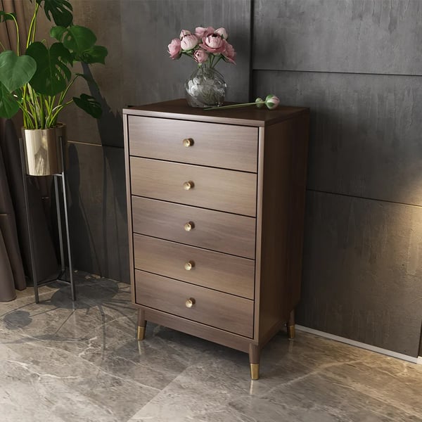 Ultic Contemporary Chest Cabinet with 5 Drawers of Manufactured Wood in Walnut