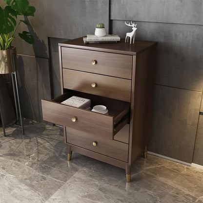 Ultic Contemporary Chest Cabinet with 5 Drawers of Manufactured Wood in Walnut