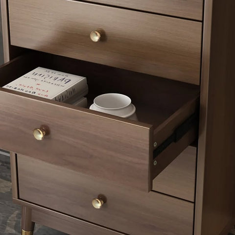 Ultic Contemporary Chest Cabinet with 5 Drawers of Manufactured Wood in Walnut