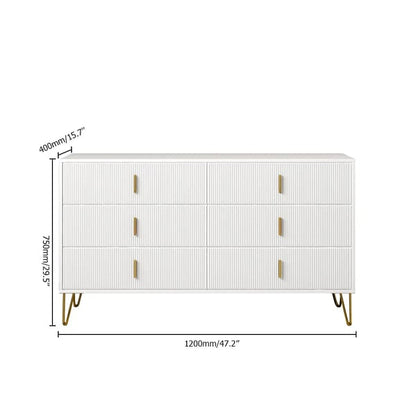 White Dresser with 6-Drawers Modern Buffet Cabinet with Storage