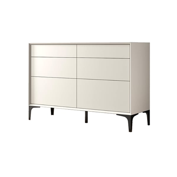 Minimalist Off White Dresser Accent 6-Drawer Cabinet