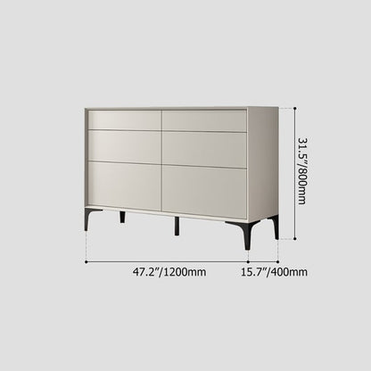 Minimalist Off White Dresser Accent 6-Drawer Cabinet