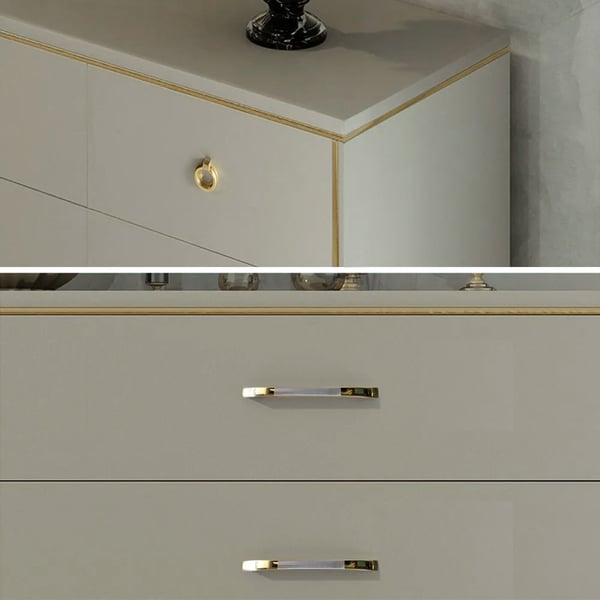 Contemporary 9-Drawer Champagne Bedroom Dresser for Storage in Gold