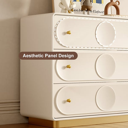 Art Deco White & Gold 6 Drawer Dresser Chest with Storage Cabinet