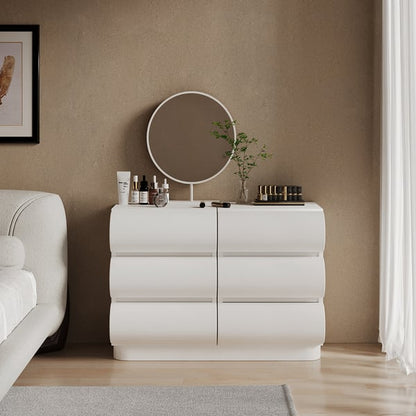 Humply Modern White Leather 6-drawer dresser Chest with Storage Cabinet