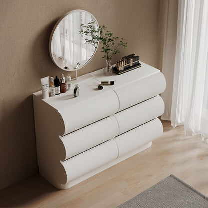 Humply Modern White Leather 6-drawer dresser Chest with Storage Cabinet