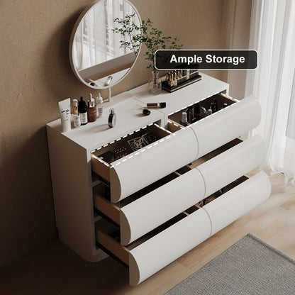 Humply Modern White Leather 6-drawer dresser Chest with Storage Cabinet