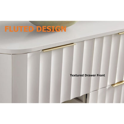 Modern 6-Drawer White Bedroom Dresser for Storage in Gold