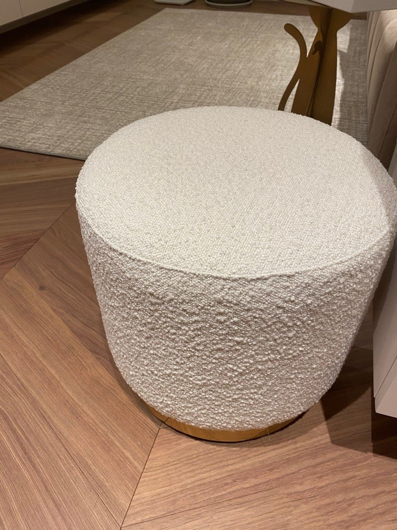 Modern White Round Lamb Wool Vanity Stool Makeup Stool