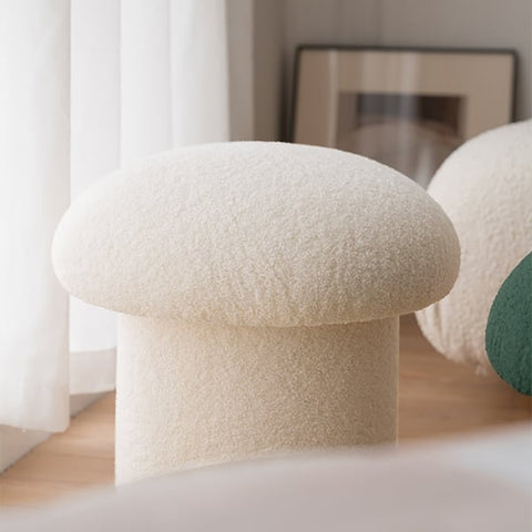 Mushroom Ottoman Upholstered Pouf Novelty Footstool Cute Footrest