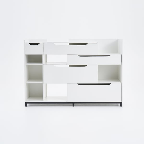 Nordic White Shoe Storage Cabinet with 7 Shelves 5 Drawers Entryway Shoe Storage